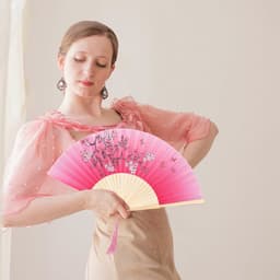 Opvouwbare handventilatoren met bloemenpatroon - 2 stuks roze en blauw voor bijvoorbeeld bruiloften en cosplay — thumbnail 1