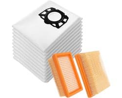 10 stofzuigerzakken KFI 487 2.863-006.0 + 2 KFI 4410 filters Gescht voor Kärcher WD4 WD5 WD6 WD5P WD6P Premium MV4 MV5 MV6 2.863-005.0 (17) stofzuiger