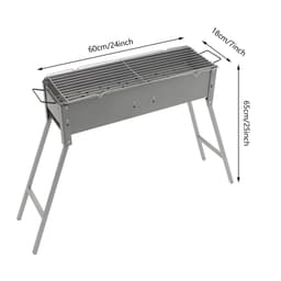 BBQ-grills - Voor camping en outdoor - Draagbare, opvouwbare houtskoolbarbecue - Grijs - 80*18*13cm — thumbnail 5