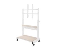 TV standaard verrijdbaar - TV voet op wielen - TV trolley - Voor 43-86 inch televisies - Verstelbare hoogte met universeel geperforeerd paneel - Wit