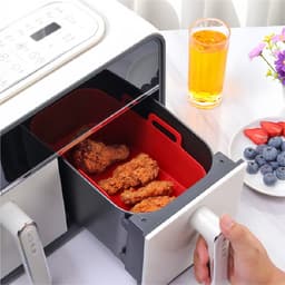 1 stuk - Opvouwbare siliconen bakvorm - Rechthoekige siliconen bakvorm voor airfryer - Zwart — thumbnail 2