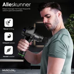 Musclon Pro Massagegun Professioneel – Gratis Premium Rugzak – Massageapparaat – Massage Pistool – Zwart – Draadloos & Stil – 30 Snelheden – 6 Koppen — thumbnail 3