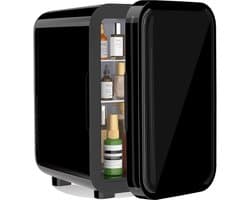 Mini Koelkast 6 Liter – Draagbare Koeler & Warmer – Voor Dranken, Huidverzorging & Snacks – AC/DC Voor Thuis & Auto – Stil & Compact (Zwart)