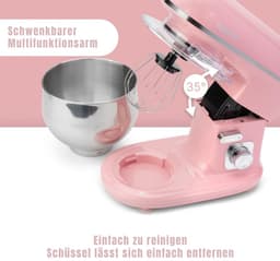 Quvo® Mixer met mengkom - Mixer - Mixer met mengkom keukenmachine - Roze - 21cm x 35cm x 32cm — thumbnail 5