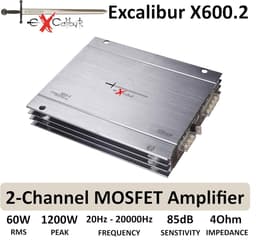 Excalibur X600.2 - Autoversterker - 2-Kanaals - 1200W Piek / 2 x 60W RMS - 4Ω - Variabele Crossover (High/Low Pass) - MOSFET Voedingsmodule — thumbnail 5