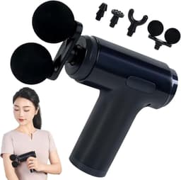Massage gun - fascia gun - mini massagepistool - spiermassage apparaat - 6 standen - 4 massagekoppen - Type-C oplaadbaar - krachtige motor - zwart — thumbnail 1