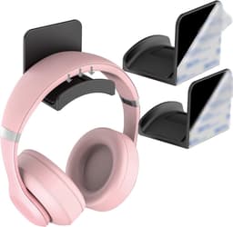 Hoofdtelefoonstandaard - Zelfklevende gaming hoofdtelefoonhaak zonder boren - Hangende hoofdtelefoonstandaard - Geschikt voor de meeste hoofdtelefoons en controllers - Zwart - Set van 2 — thumbnail 1