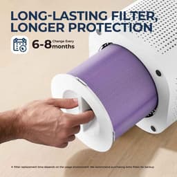 De Warenloods - 2-in-1 Luchtreiniger en Luchtbevochtiger - Tegen vieze geurtjes, huisstofmijt en huisdierallergie - H13 True HEPA-filter - 35-60m² - 25dB - Afneembare Bevochtigingsmodule - Wit — thumbnail 6