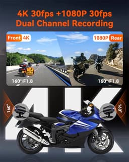 VANTRUE F1 4K + 1080P dashcam motorfiets, 5GHz WiFi GPS dashcam voor en achter, IP67, Duitse stemaanwijzingen motorcamera, 24 uur. Botsingsdetectie, Kilometerstand, WDR & HDR & App, Maximaal 512G — thumbnail 5