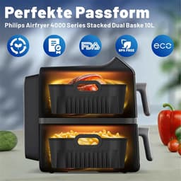Accessoires Heteluchtfriteuse Gescht voor Philips Airfryer 4000 Serie 10L, Siliconenvorm Accessoireset Heteluchtfriteuse Herbruikbare Ovenschaal voor Philips Stacked Dual Basket Airfryer NA460 10L — thumbnail 7