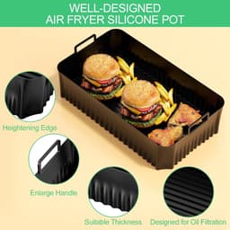 3 stuks mand voor luchtfriteuse, herbruikbaar, siliconen vorm voor luchtfriteuse, rechthoekige airfryer-houder, accessoires, mand voor airfryer, magnetron, oven — thumbnail 2