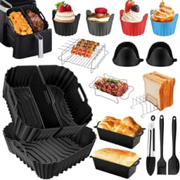 Accessoires luchtfriteuse Gescht voor Cosori 5,5 l/6 l/6,2 l/6,4 l, 22 stuks accessoires, herbruikbare bakvormen met paar ovenwanten van siliconen, muffinvormen, bakplaat, enz. — thumbnail 2