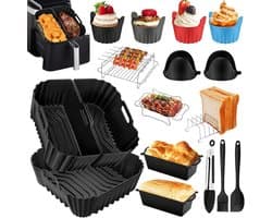 Accessoires luchtfriteuse Gescht voor Cosori 5,5 l/6 l/6,2 l/6,4 l, 22 stuks accessoires, herbruikbare bakvormen met paar ovenwanten van siliconen, muffinvormen, bakplaat, enz. — thumbnail 1