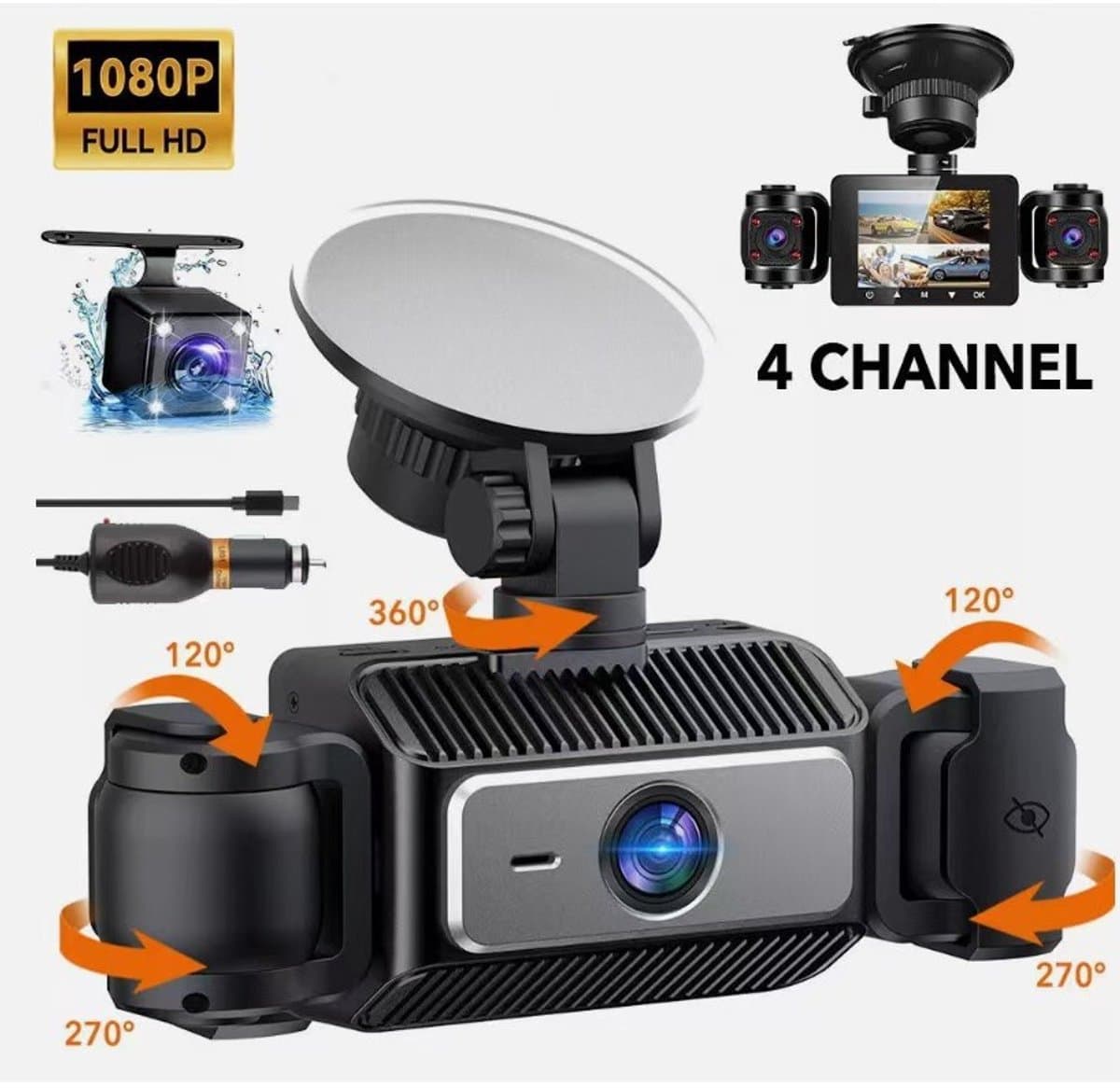 USB-dashcam geschikt voor Android-autoradio Waterdichte mini-autocamera Auto-recorder Nachtzicht Dashcam Loop-opname met G-sensor Videorecorder 170° groothoek met 64G SD-kaart — afbeelding 1