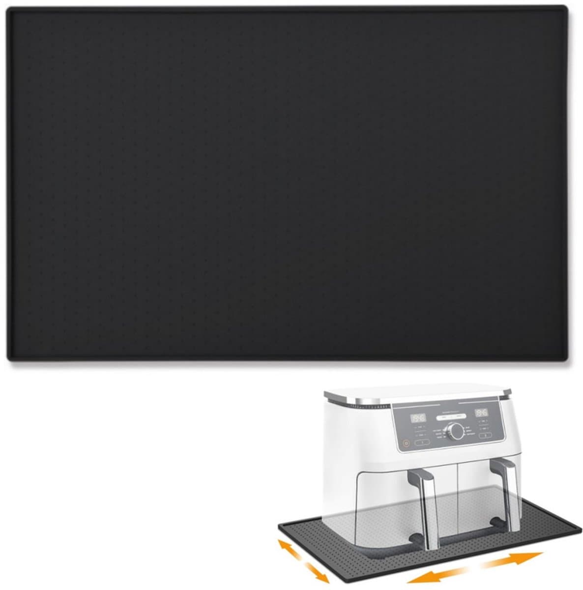 1 stuk - koffiemachinemat - placemat voor huisdieren - airfryer isolatiemat - siliconen isolatiemat - antislip droogmat - antislip - waterdicht en geïsoleerd - zwart - 48x30cm - geschikt voor airfryer, koffiemachine, sapcentrifuge — afbeelding 1