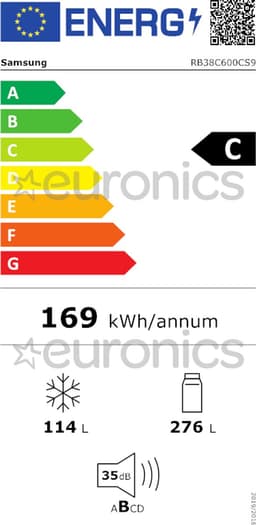 SAMSUNG Combi-koelkast RB38C600CS9 - klasse C - No Frost - 2.03 x 59,5 x 65,8 - roestvrij staal — thumbnail 3