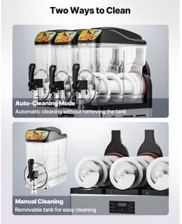 Slushmachine - Commerciële Granitamachine 3-Tanks 15 L x 3 - Roestvrij Staal - Tot 180 Kopjes - Voor Horeca en Thuis - Margarita en Smoothie — thumbnail 5