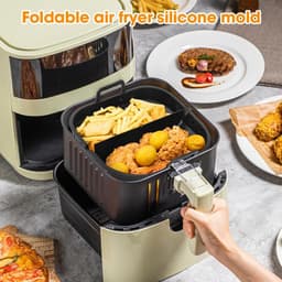 Siliconen vorm voor heteluchtfriteuse, airfryer, siliconen vorm met scheidingswand, 23 x 22 x 6 cm, siliconen inzetstuk, bakvorm, opvouwbare siliconen airfryer-accessoires voor — thumbnail 3