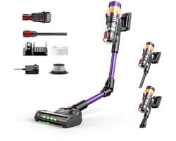 Gloovon® - Steelstofzuiger Draadloos - Stofzuiger Zonder Zak - LCD Display - Aanraakscherm - 40 min Gebruikstijd - 550W - 35 kPa - LED verlichting - Geschikt voor Dierenharen- Krachtig