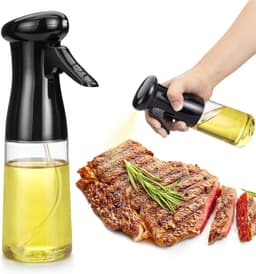 200ml Airfryer olijfolie spuitfles - Voedselveilig, geen schadelijke stoffen - Koken, bakken, Olie spuitfles - Salade & BBQ spuit - 8*6*20.5cm - Geschikt voor Airfryer koken, BBQ, feesten, kerstversiering - Zwart. — thumbnail 1