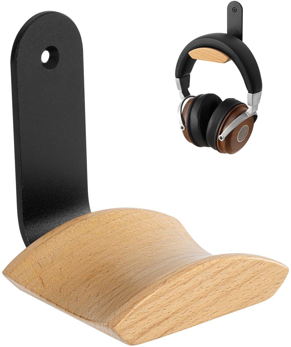 TuseRxln Koptelefoon Standaard - Headset Hanger - U-Vormige Hyperboloïde Steun Natuurlijk Berk En Aluminium - 1 - Thuis En Kantoor + Zwart — afbeelding 1
