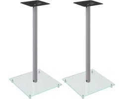 vidaXL - Luidsprekerstandaards - 2 - st - 1 - pijler - gehard - glas - zilverkleurig