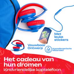 PowerLocus PLED Wired Kinder Koptelefoon met Draad - Koptelefoon voor kinderen - Veilig volume van 85dB en 94dB - Hoofdtelefoon - Met microfoon - Sharing Audio Functie - Blauw/Rood — thumbnail 6