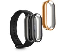kwmobile 2x smartwatch hoes geschikt voor Xiaomi Mi Band 9 / Smart Band 9 hoesje - Siliconen sporthorloge cover - Activity tracker case in zwart / roségoud