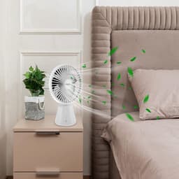 Stille Tafelventilator met 5000 mAh Accu - USB-Oplaadbare Ventilator met 135 Graden Oscillatie en 3 Snelheden voor Thuis en Kantoor - Wit — thumbnail 2