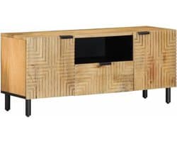 Tv-bank 105 cm massief mango hout bruin 3 compartimenten