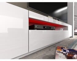 Lowboard 200 cm met LED-verlichting - hoogglans tv-kast met 3 deuren - wit zwart grijs