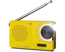 Caliber Noodradio - Radio op Batterijen - Draagbare Radio - Met Zaklamp - Geel