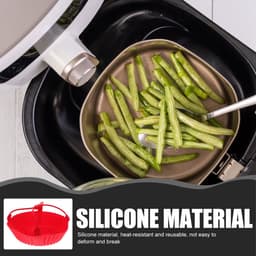 Siliconen bakvorm voor airfryer - Siliconen bakmat - Siliconen bakplaat - Siliconen voering voor airfryer - Multifunctionele siliconen bakmat - 20 x 4,5 cm - Hittebestendig - Met handvat - Geschikt voor airfryers, vlees, groenten en desserts - Blauw — thumbnail 3