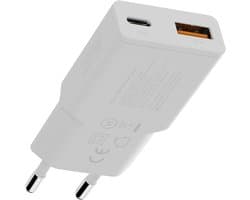 Xtorm Go2 Slimline USB C Adapter - Dubbele Poort USB-C / USB Charger - 25W Snellader voor iPhone, Samsung en meer - Compacte USB C Oplader - Wit