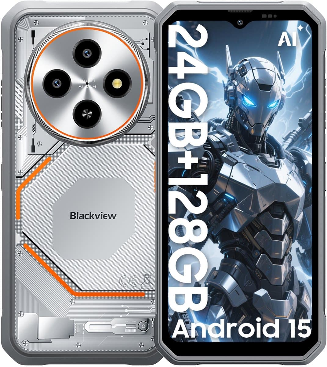 Blackview FORT 2 - AI Robuuste Smartphone - 24 GB RAM - 128 GB ROM - 6,56 inch MTK G81 - Robuuste telefoon - Android 15 - GPS IP69K OTG NFC Gemini AI - WIT — afbeelding 1