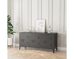 TV meubel zwart met 3 deuren - Lowboard 113x40x58 cm