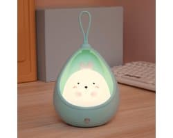 Schattig konijnennachtlampje voor kinderen, LED-bedlampje met bewegingssensor, draagbare haak, USB-oplaadbaar dierenlampje voor de kinderkamer, verjaardagscadeau (blauw)