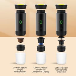 Milova Draagbaar koffiezetapparaat - Voor onderweg - Capsule koffie - Oplaadbaar - 3 in 1 - Koffiemachine - Espresso - Nespresso - Dolce Gusto — thumbnail 2
