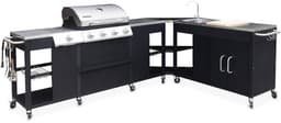 sweeek - Gasbarbecue met 4 branders + 1 zijbrander, buitenkeuken met gootsteen, keukengerei en thermometer - rochefort — thumbnail 1