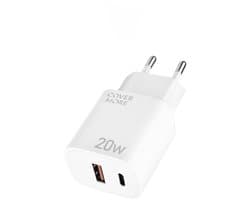 20w usb en usb C adapter met 2 poorten - Universele oplader met twee usb poorten - Oplaadstekker - Voor draadloze oordopjes, koptelefoon, smartwatch, tablet, smartphone, ereader, powerbank - Usb C stekker