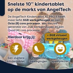 AngelTech Kindertablet XL PRO II - Android 16 - 6+8GB RAM – 128+64GB - Snelle 10 inch Kindertablet - Vanaf 3 Jaar – 100%Kidsproof – Ouderlijk Toezicht – 360° Fidgy Beschermhoes – Blauw — thumbnail 3
