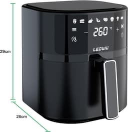 Airfryer 6L – 1700W Luchtfriteuse met Touchpaneel – Instelbare Temperatuur 80-200°C – Energiezuinig tot 70% – Zwart — thumbnail 4