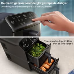 Philips 4000 Series Dual-Stacked Dubbele Airfryer – NA460/00 - 2 Lades (Sync) – 10 L – Tot 6 Personen – Bespaart 45% Ruimte — thumbnail 6