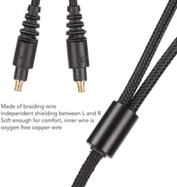 Jhubers Goods - Audio Upgradekabel - Vervangende Kabel - Vergulde Plug - ATH MSR7b - ATH SR9 - Hoofdtelefoon Compatibel - ATH ESW990H - Zwart - 3,5 mm - 3,9ft Audio-upgradekabel, Vlechtkabel, Vervangend Snoer — thumbnail 5