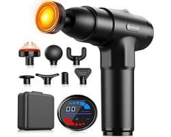 Massagepistool met Warmtefunctie – 20 Standen – LED-Display – 7 Massagekoppen – Handmassageapparaat voor Spieren & Ontspanning