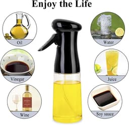 200ml Airfryer olijfolie spuitfles - Voedselveilig, geen schadelijke stoffen - Koken, bakken, Olie spuitfles - Salade & BBQ spuit - 8*6*20.5cm - Geschikt voor Airfryer koken, BBQ, feesten, kerstversiering - Zwart. — thumbnail 5