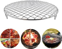 Braadrooster - BBQ Grill - Grill Net - RVS Stoomrek - Ronde Grill - Kookspullen - Kookspullen - Grillaccessoires - Koken Buiten - Buiten - Kamperen - Picknick - Diameter 15cm - Zilver — thumbnail 4