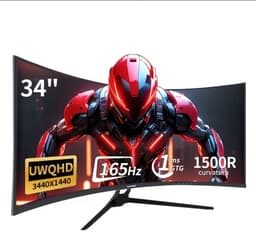 34 inch Curved Gaming Monitor – UWQHD 3440x1440 – 165Hz – 1ms – 1500R – Ultrawide Beeldscherm voor PC & Console — thumbnail 1