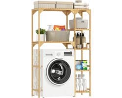 Homcom Over Washing Machine Rack-Bamboe-100L x 40B x 157H cm-Natuurhout