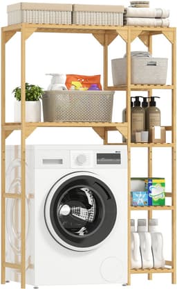 Homcom Over Washing Machine Rack-Bamboe-100L x 40B x 157H cm-Natuurhout — thumbnail 1